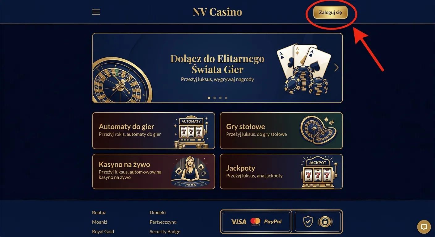 Gdzie znaleźć przycisk logowania w NV Casino
